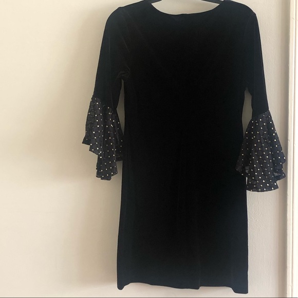 Macy’s Connected Black Velvet Sequin Gold Sleeve Dress Size Large - Picture 8 of 8